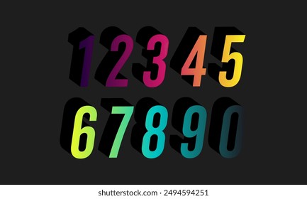 Colorful gradient set number, Simple round numbers symbol se, 3d realistic golden balloon number set for decoration design