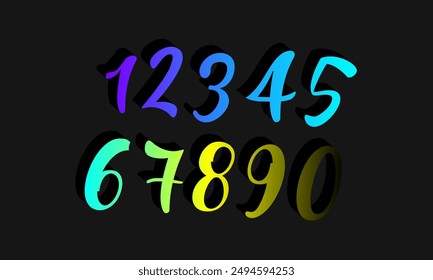 Colorful gradient set number, Simple round numbers symbol se, 3d realistic golden balloon number set for decoration design