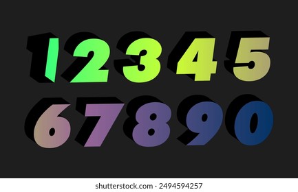 Colorful gradient set number, Simple round numbers symbol se, 3d realistic golden balloon number set for decoration design