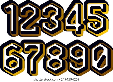 Colorful gradient set number, Simple round numbers symbol se, 3d realistic golden balloon number set for decoration design