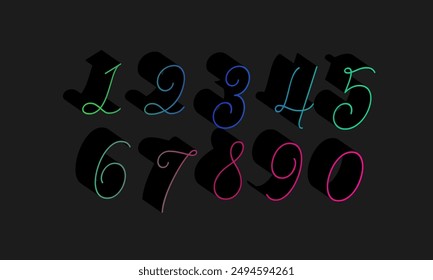 Colorful gradient set number, Simple round numbers symbol se, 3d realistic golden balloon number set for decoration design