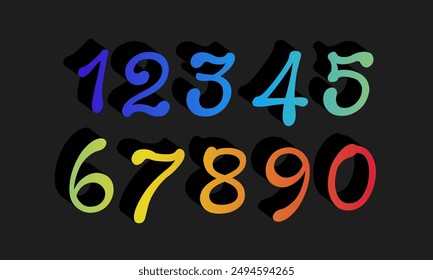 Colorful gradient set number, Simple round numbers symbol se, 3d realistic golden balloon number set for decoration design