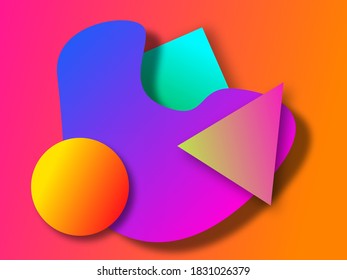 Colorful gradient shapes with shadows trendy background
