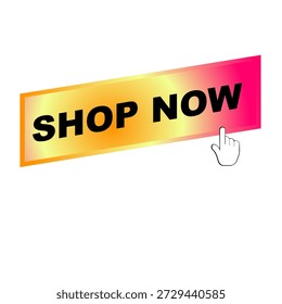 Una tienda de degradado colorido ahora Botón con un cursor haciendo clic sobre él, sobre un fondo negro