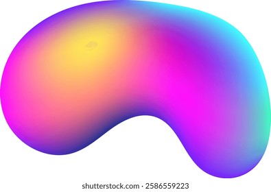 Colorful gradient smoothly transitioning through shades of pink, purple, yellow, and blue, creating a fluid abstract shape on a clean white background for vibrant design projects