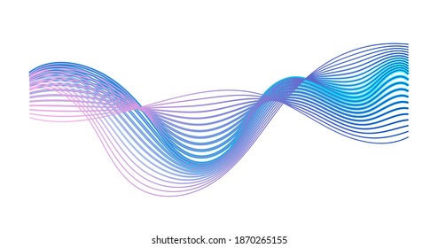 Colorful gradient sound wave isolated on white background. Modern abstract shape expressing musical rhythm, frequency and impulse. Audio equalizer. Music visualization waveform. Vector illustration