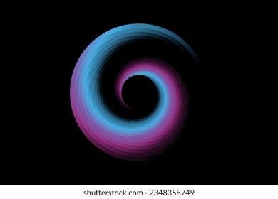 Colorful Gradient Spiral Vortex background. Vector illustration of multicolor swirl striped. Isolated on black template