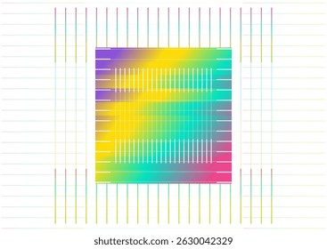 Colorful gradient square and lines abstract minimal geometric background. Vector poster design