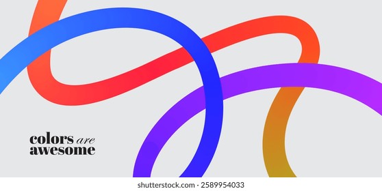 Colorful Gradient squiggles on white background. Modern design elements.