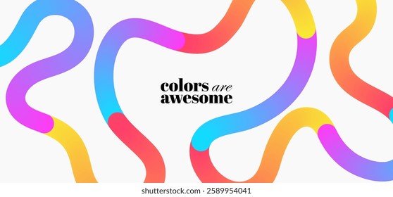 Colorful Gradient squiggles on white background. Modern design elements.