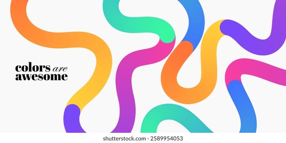 Colorful Gradient squiggles on white background. Modern design elements.