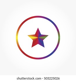 colorful gradient star in a colorful gradient circle logo vector