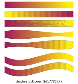 Colorful gradient stripe. Curved ribbon element. Wave motion shape. Vector fluid strip.