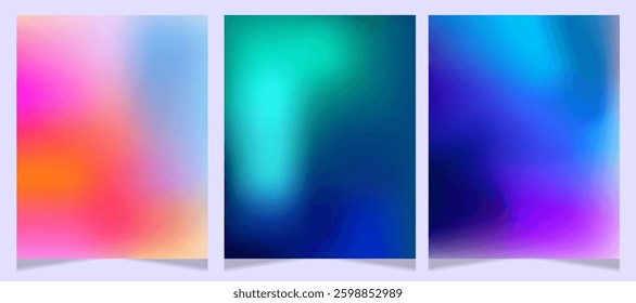 colorful gradient studio room, abstract background pattern, walls and floor reflect neon lights, dark tones and feel  speed of digital technology connected blue-green background.
