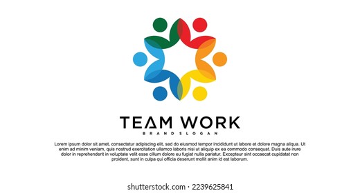 Farbige Farbverlauf-Teamwork-Logo-Design Premium Vektor