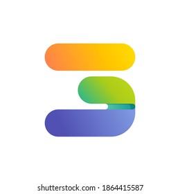 Colorful gradient three line number one logo. Vector one line typeface for tech branding design, nightlife labels, multimedia posters, futuristic identity etc.