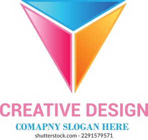 Colorful gradient triangle logo design vector file.