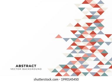 Colorful gradient triangle on white abstract background with space. Modern simple polygonal graphic design for banner, cover, web, poster, leaflet, flyer. Vector illustration