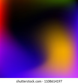 Colorful gradient vector. Blurred abstract background. Multicolor blurry blend. Holographic illustration. Smooth colors texture. Beautiful natural light. Purple, yellow, red, blue soft colored vector.