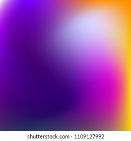 Colorful gradient vector. Blurred abstract background. Multicolor blurry blend. Holographic illustration. Smooth colors texture. Beautiful natural light. Purple, yellow, red, blue soft colored vector.