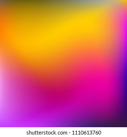 Colorful gradient vector. Blurred abstract background. Multicolor blurry blend. Holographic illustration. Smooth colors texture. Beautiful natural light. Purple, yellow, red, blue soft colored vector.