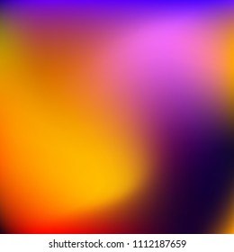Colorful gradient vector. Blurred abstract background. Multicolor blurry blend. Holographic illustration. Smooth colors texture. Beautiful natural light. Purple, yellow, red, blue soft colored vector.