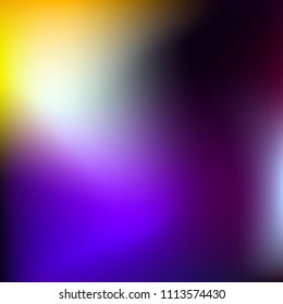 Colorful gradient vector. Blurred abstract background. Multicolor blurry blend. Holographic illustration. Smooth colors texture. Beautiful natural light. Purple, yellow, red, blue soft colored vector.