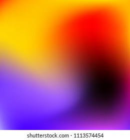Colorful gradient vector. Blurred abstract background. Multicolor blurry blend. Holographic illustration. Smooth colors texture. Beautiful natural light. Purple, yellow, red, blue soft colored vector.