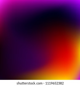 Colorful gradient vector. Blurred abstract background. Multicolor blurry blend. Holographic illustration. Smooth colors texture. Beautiful natural light. Purple, yellow, red, blue soft colored vector.