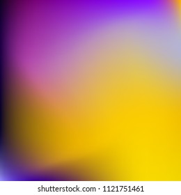 Colorful gradient vector. Blurred abstract background. Multicolor blurry blend. Holographic illustration. Smooth colors texture. Beautiful natural light. Purple, yellow, red, blue soft colored vector.