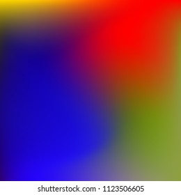 Colorful gradient vector. Blurred abstract background. Multicolor blurry blend. Holographic illustration. Smooth colors texture. Beautiful natural light. Purple, yellow, red, blue soft colored vector.