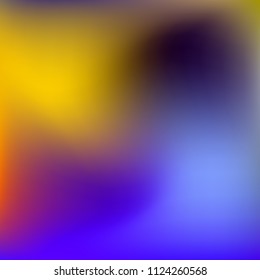 Colorful gradient vector. Blurred abstract background. Multicolor blurry blend. Holographic illustration. Smooth colors texture. Beautiful natural light. Purple, yellow, red, blue soft colored vector.