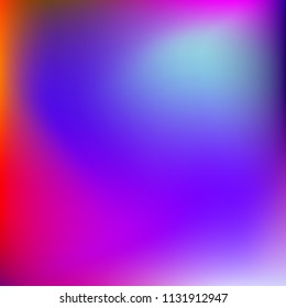 Colorful gradient vector. Blurred abstract background. Multicolor blurry blend. Holographic illustration. Smooth colors texture. Beautiful natural light. Purple, yellow, red, blue soft colored vector.