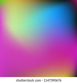 Colorful gradient vector. Blurred abstract background. Multicolor blurry blend. Holographic illustration. Smooth colors texture. Beautiful natural light. Purple, yellow, red, blue soft colored vector.