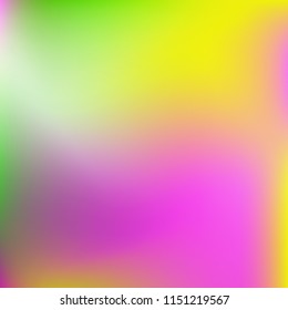 Colorful gradient vector. Blurred abstract background. Multicolor blurry blend. Holographic illustration. Smooth colors texture. Beautiful natural light. Purple, yellow, red, blue soft colored vector.