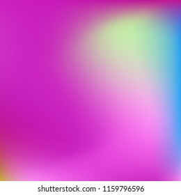 Colorful gradient vector. Blurred abstract background. Multicolor blurry blend. Holographic illustration. Smooth colors texture. Beautiful natural light. Purple, yellow, red, blue soft colored vector.
