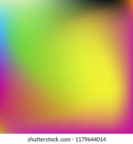 Colorful gradient vector. Blurred abstract background. Multicolor blurry blend. Holographic illustration. Smooth colors texture. Beautiful natural light. Purple, yellow, red, blue soft colored vector.
