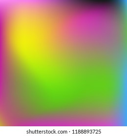 Colorful gradient vector. Blurred abstract background. Multicolor blurry blend. Holographic illustration. Smooth colors texture. Beautiful natural light. Purple, yellow, red, blue soft colored vector.