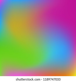 Colorful gradient vector. Blurred abstract background. Multicolor blurry blend. Holographic illustration. Smooth colors texture. Beautiful natural light. Purple, yellow, red, blue soft colored vector.