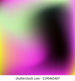 Colorful gradient vector. Blurred abstract background. Multicolor blurry blend. Holographic illustration. Smooth colors texture. Beautiful natural light. Purple, yellow, red, blue soft colored vector.