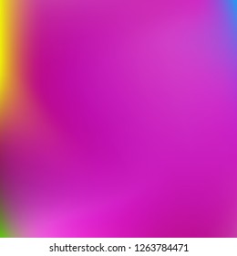 Colorful gradient vector. Blurred abstract background. Multicolor blurry blend. Holographic illustration. Smooth colors texture. Beautiful natural light. Purple, yellow, red, blue soft colored vector.