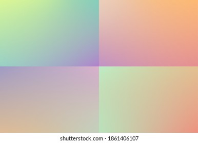 Colorful gradient vector set. Soft pale pastel colors minimalist background design