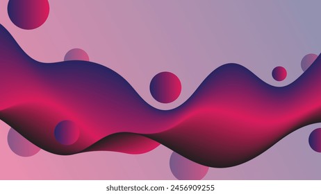 Colorful gradient wave background with balls and wavy lines. Colorful gradient. Background for web, PC, interface, presentation, etc.