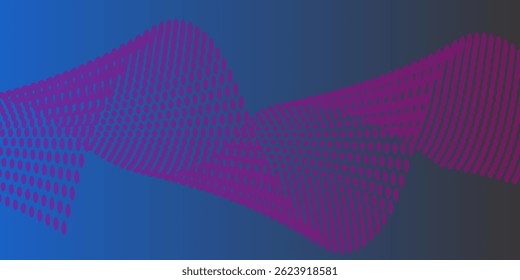 Colorful gradient wave dotted lines on  blue background.  Design Template For ads, Banner, Poster, Cover, Web, Brochure, Wallpaper, and flyer. stock illustration