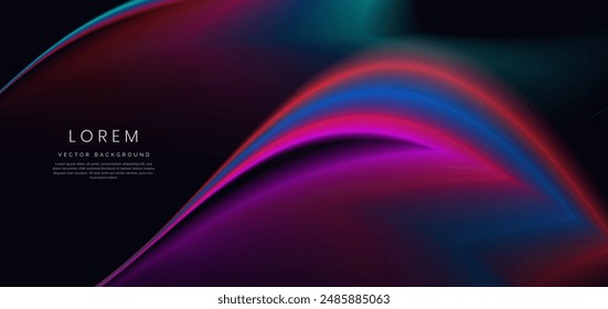 Bunte Gradientenwelle und Licht auf schwarzem Hintergrund. Sie können für Werbung, Poster, Vorlage, Geschäftspräsentation verwenden. Vektorillustration