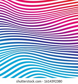 Colorful gradient wave stripes isolated. Abstract optical art background. Vector illustration