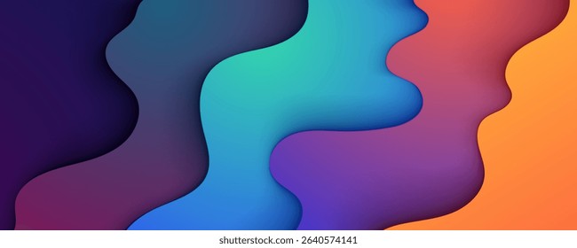 Colorful Gradient Wavy Abstract Background with Organic Shapes