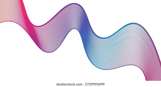 Colorful gradient wavy lines banner background
