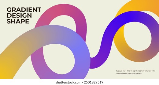 Colorful gradient wavy shape. Bright abstract geometric background