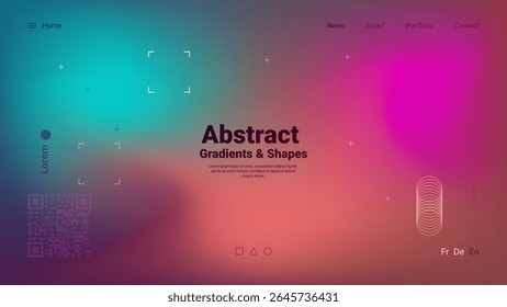 Colorful gradients blend seamlessly in a modern digital design featuring a variety of shapes, showcasing a contemporary artistic style. The layout is visually engaging and striking.